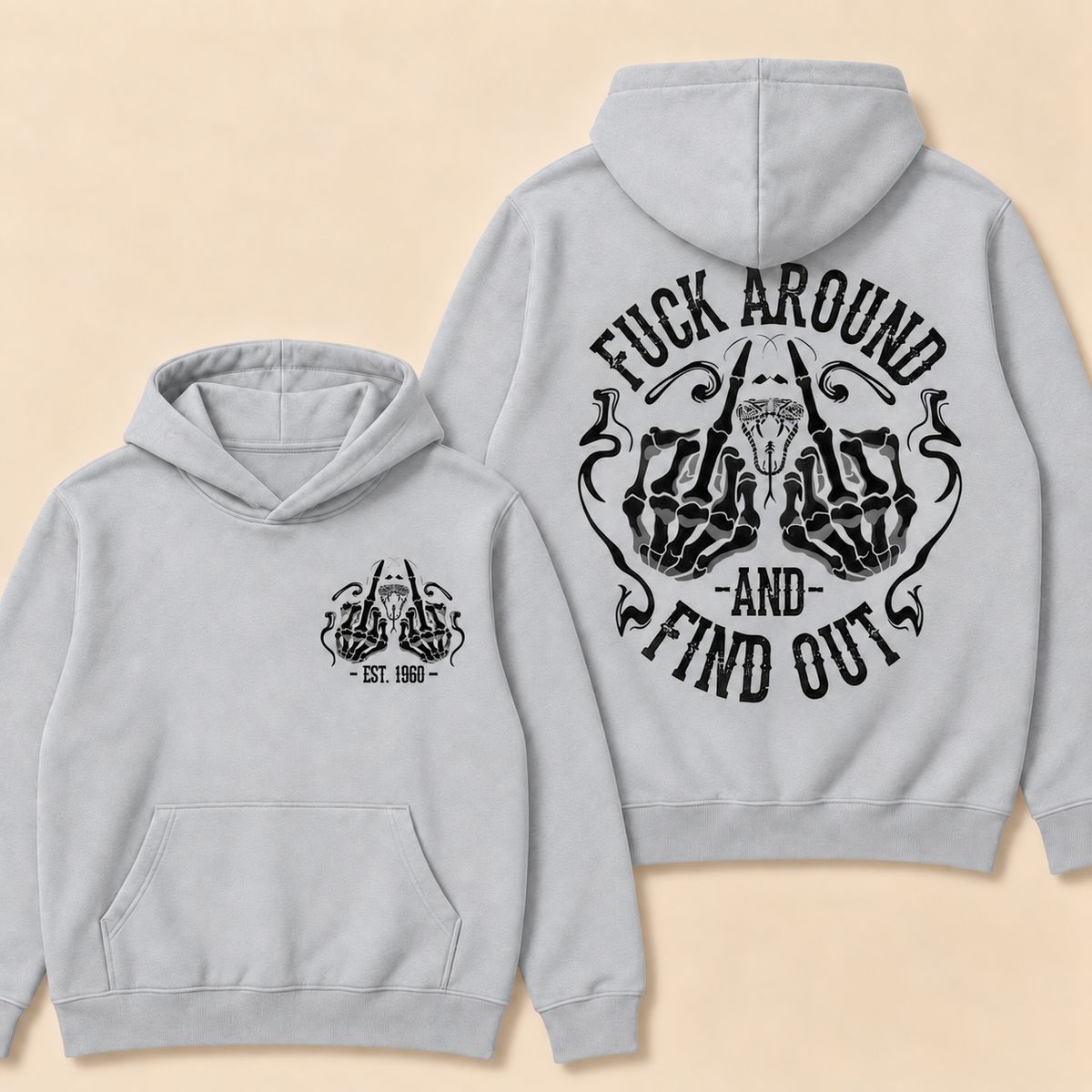 Custom EST.Year Fuck Around And Find Out Print Hoodie