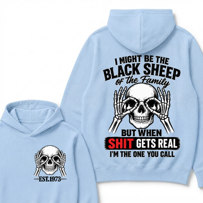 Custom Year Black Sheep Of The Family Hoodie | Double Sided Skeleton Skull Graphic Sweatshirt