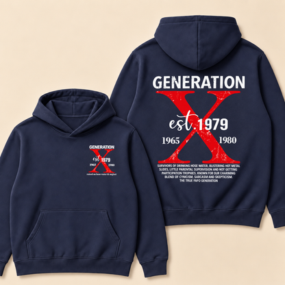 Custom Year Generation X Definition Hoodie | Gen X Survivor Red X Double Sided Print Hooded