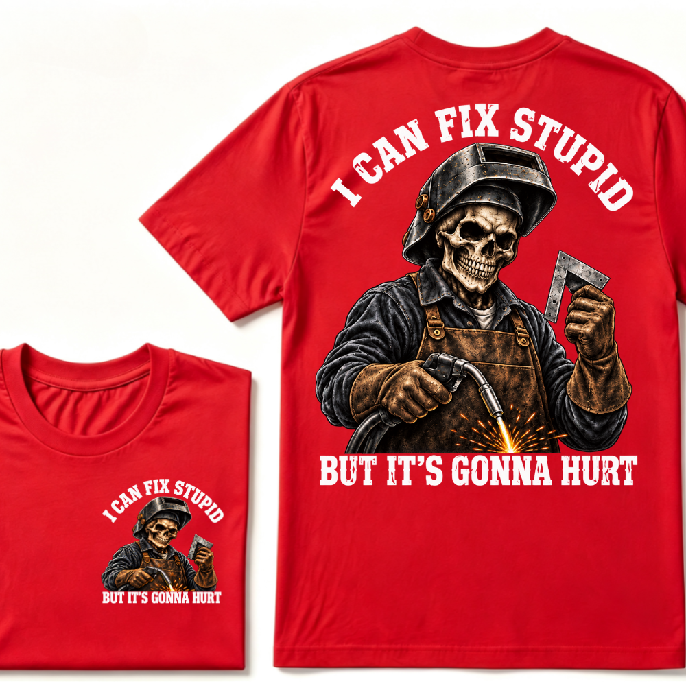 I Can Fix Trouble But It's Gonna Hurt Skeleton Welder Graphic T-Shirt