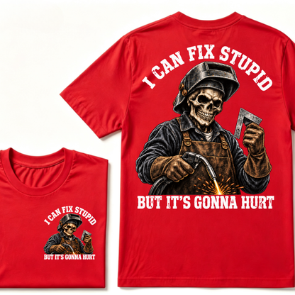 I Can Fix Trouble But It's Gonna Hurt Skeleton Welder Graphic T-Shirt