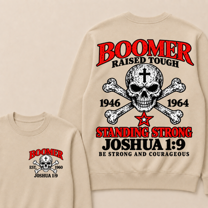 Custom EST Year Boomer Skull Faith Crewneck Sweatshirt