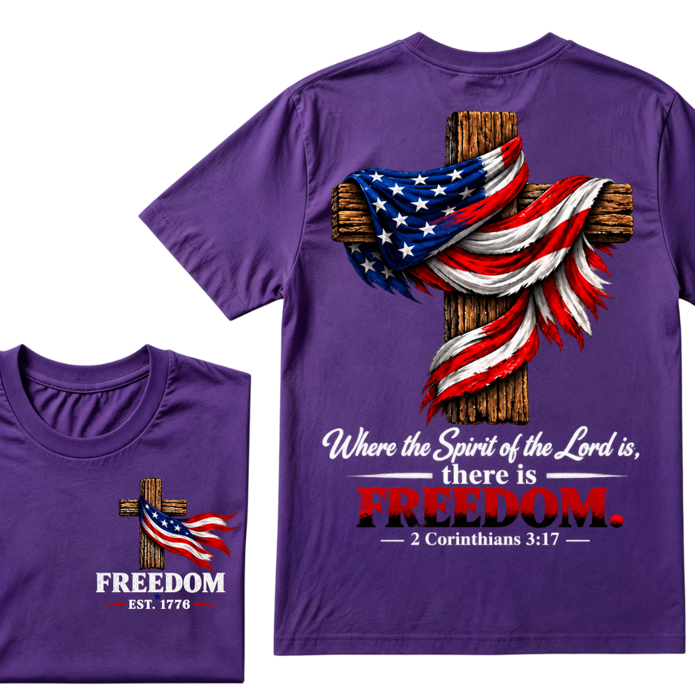 Custom EST Year Freedom Patriotic Cross Christian Tee