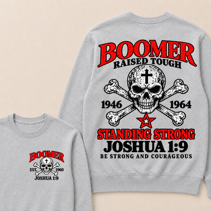 Custom EST Year Boomer Skull Faith Crewneck Sweatshirt