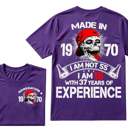 Custom Birth Year Gen X Red Cap Skull Tee | I Am 18 With Years Of Experience Double Sided Print T-Shirt