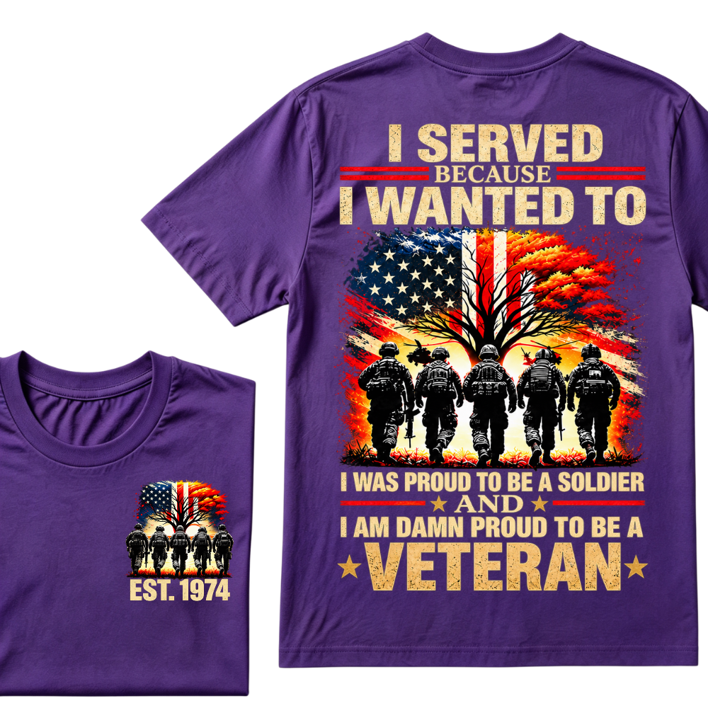 Custom EST Year Proud Veteran Soldier Graphic Tee