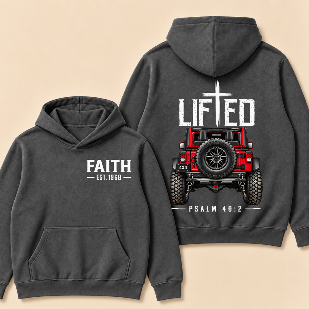 Lifted Faith 4x4 Jeep Hoodie | Custom Est Year Christian Off-Road Hoodie