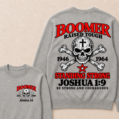 Custom EST Year Boomer Skull Faith Crewneck Sweatshirt