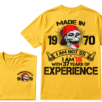 Custom Birth Year Gen X Red Cap Skull Tee | I Am 18 With Years Of Experience Double Sided Print T-Shirt