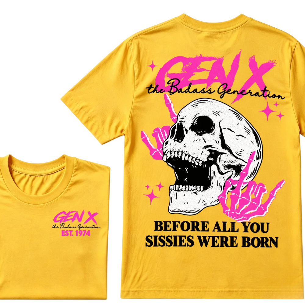 Custom EST Year Gen X Badass Generation Skull Tee