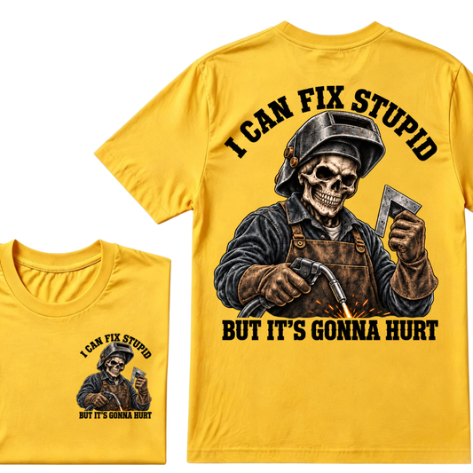 I Can Fix Trouble But It's Gonna Hurt Skeleton Welder Graphic T-Shirt
