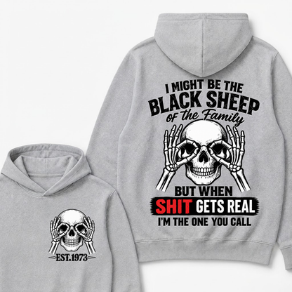 Custom Year Black Sheep Of The Family Hoodie | Double Sided Skeleton Skull Graphic Sweatshirt