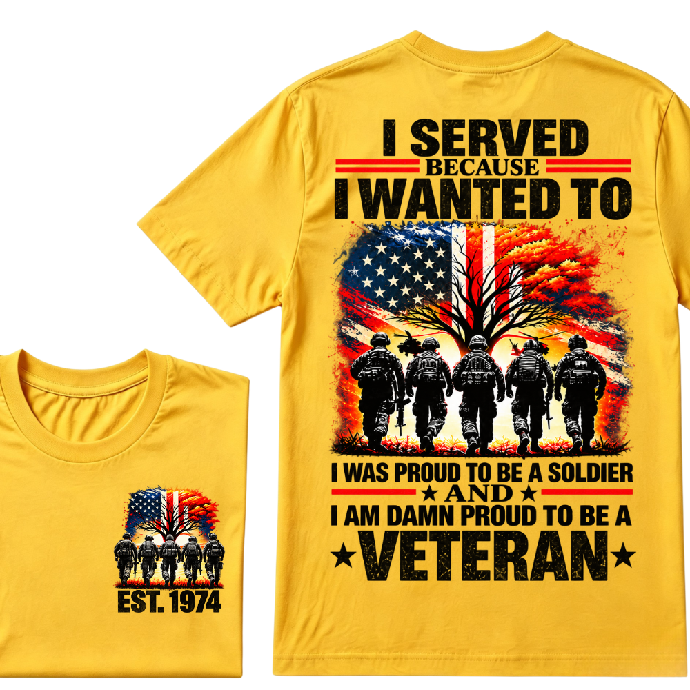 Custom EST Year Proud Veteran Soldier Graphic Tee