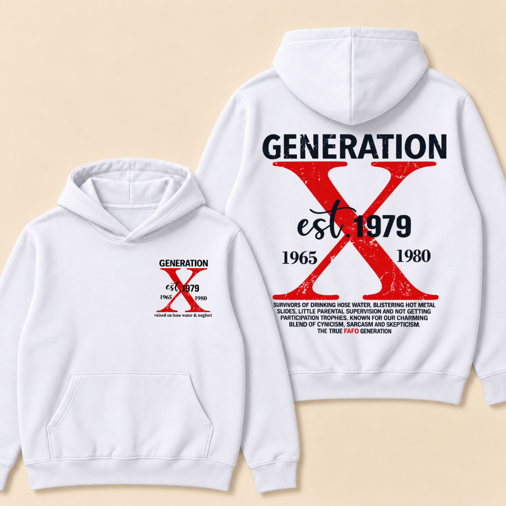 Custom Year Generation X Definition Hoodie | Gen X Survivor Red X Double Sided Print Hooded