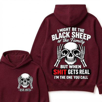 Custom Year Black Sheep Of The Family Hoodie | Double Sided Skeleton Skull Graphic Sweatshirt