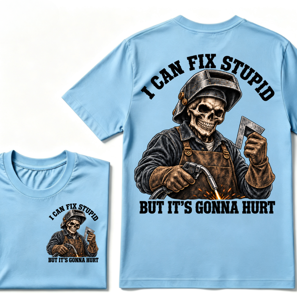 I Can Fix Trouble But It's Gonna Hurt Skeleton Welder Graphic T-Shirt