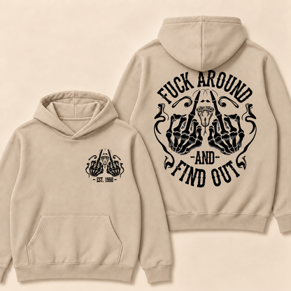 Custom EST.Year Fuck Around And Find Out Print Hoodie