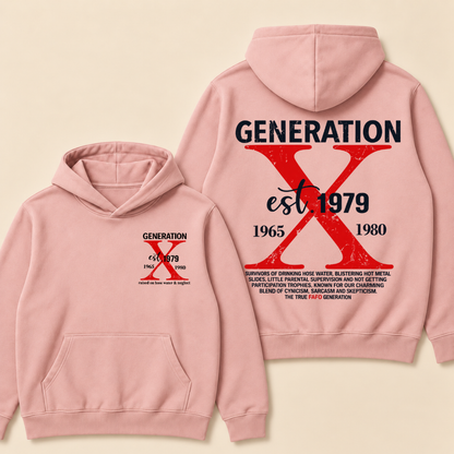 Custom Year Generation X Definition Hoodie | Gen X Survivor Red X Double Sided Print Hooded