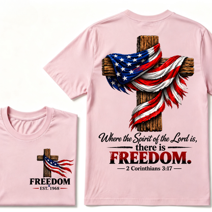 Custom EST Year Freedom Patriotic Cross Christian Tee