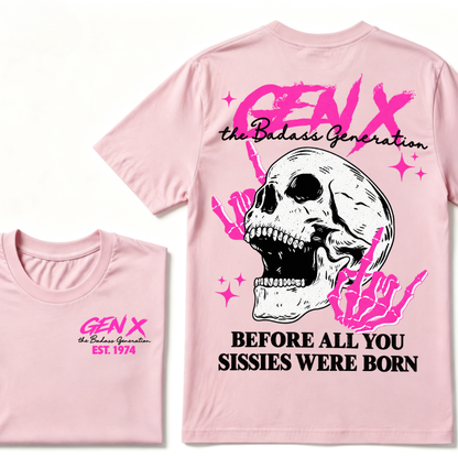Custom EST Year Gen X Badass Generation Skull Tee