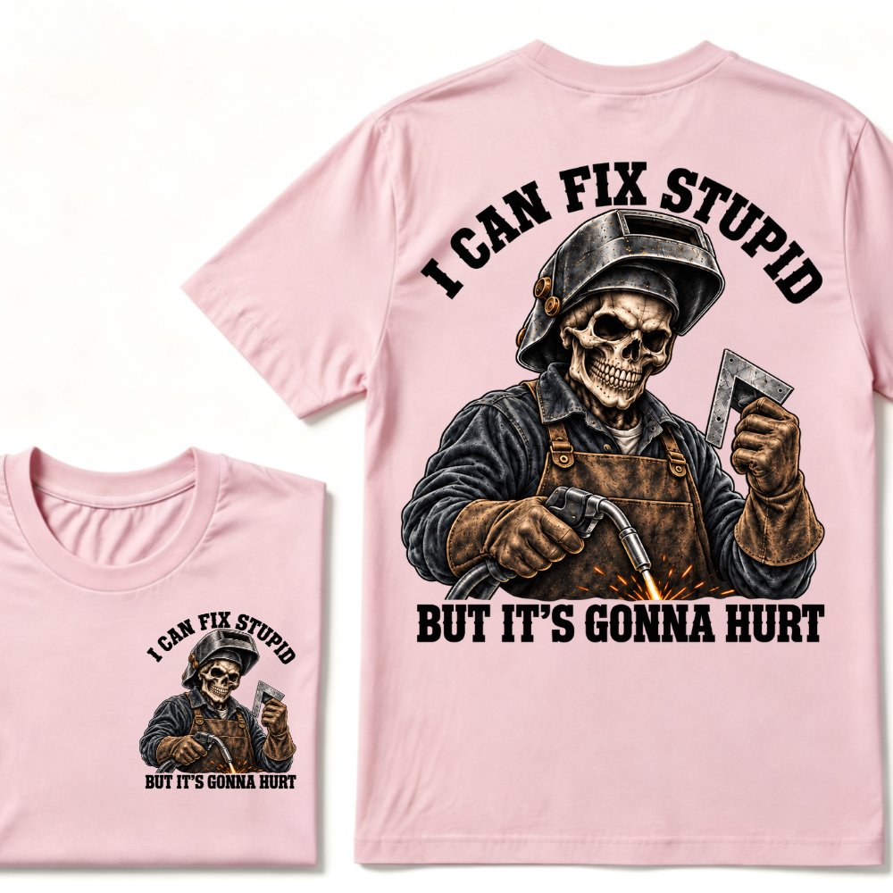 I Can Fix Trouble But It's Gonna Hurt Skeleton Welder Graphic T-Shirt