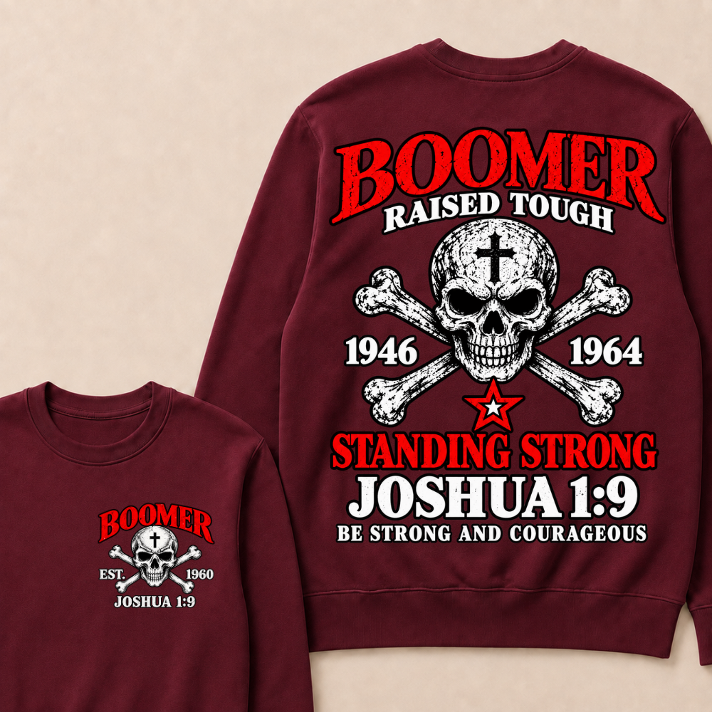 Custom EST Year Boomer Skull Faith Crewneck Sweatshirt