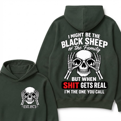 Custom Year Black Sheep Of The Family Hoodie | Double Sided Skeleton Skull Graphic Sweatshirt