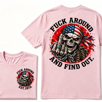Custom EST Year Mess Around And Find Out Patriotic Skull Tee