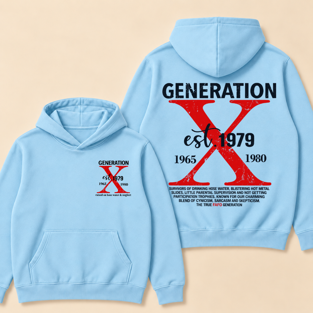 Custom Year Generation X Definition Hoodie | Gen X Survivor Red X Double Sided Print Hooded