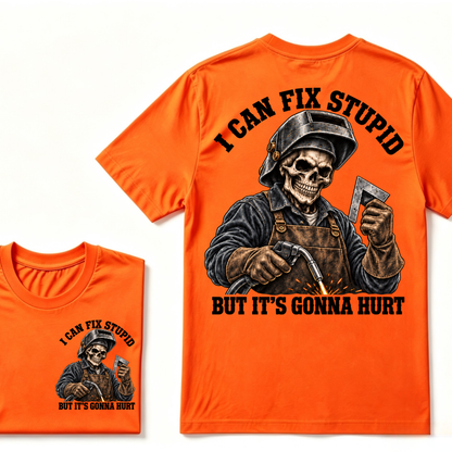 I Can Fix Trouble But It's Gonna Hurt Skeleton Welder Graphic T-Shirt