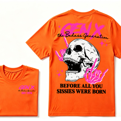 Custom EST Year Gen X Badass Generation Skull Tee