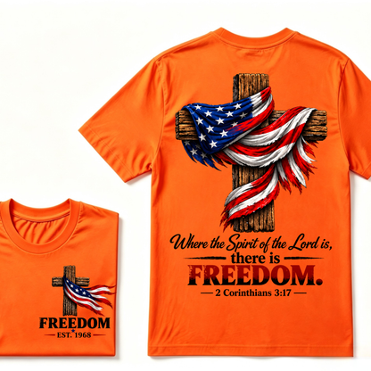 Custom EST Year Freedom Patriotic Cross Christian Tee