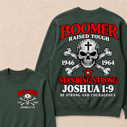 Custom EST Year Boomer Skull Faith Crewneck Sweatshirt