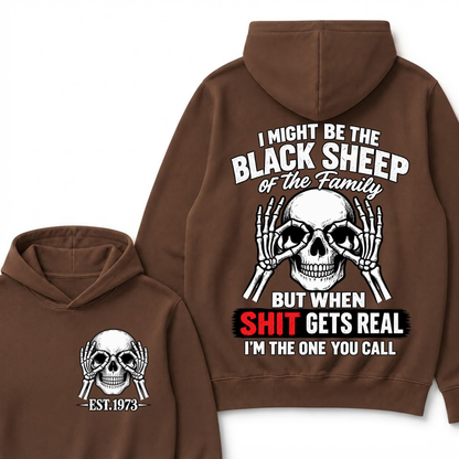 Custom Year Black Sheep Of The Family Hoodie | Double Sided Skeleton Skull Graphic Sweatshirt