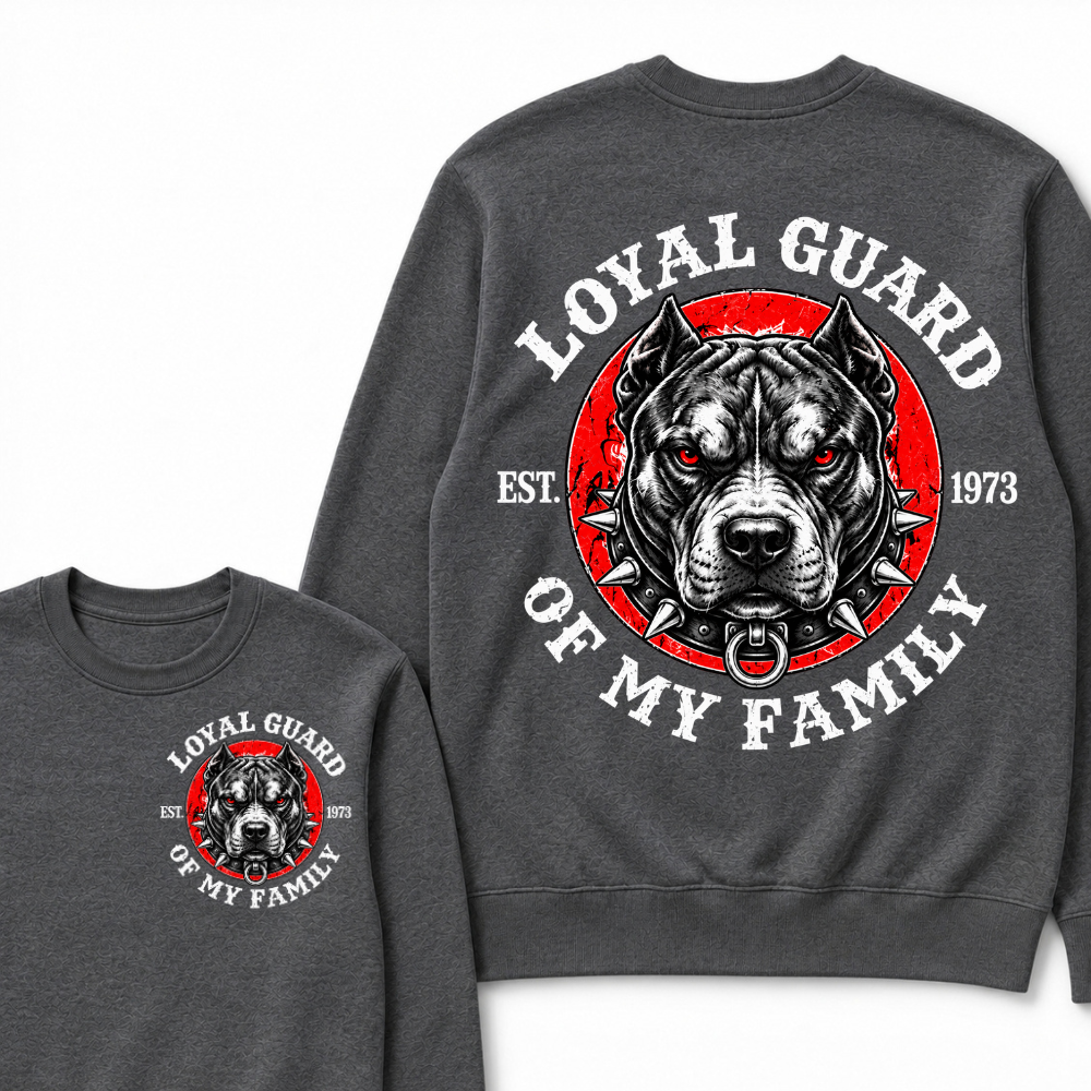 Custom Year Pitbull Loyal Guard Family Crewneck Sweatshirt