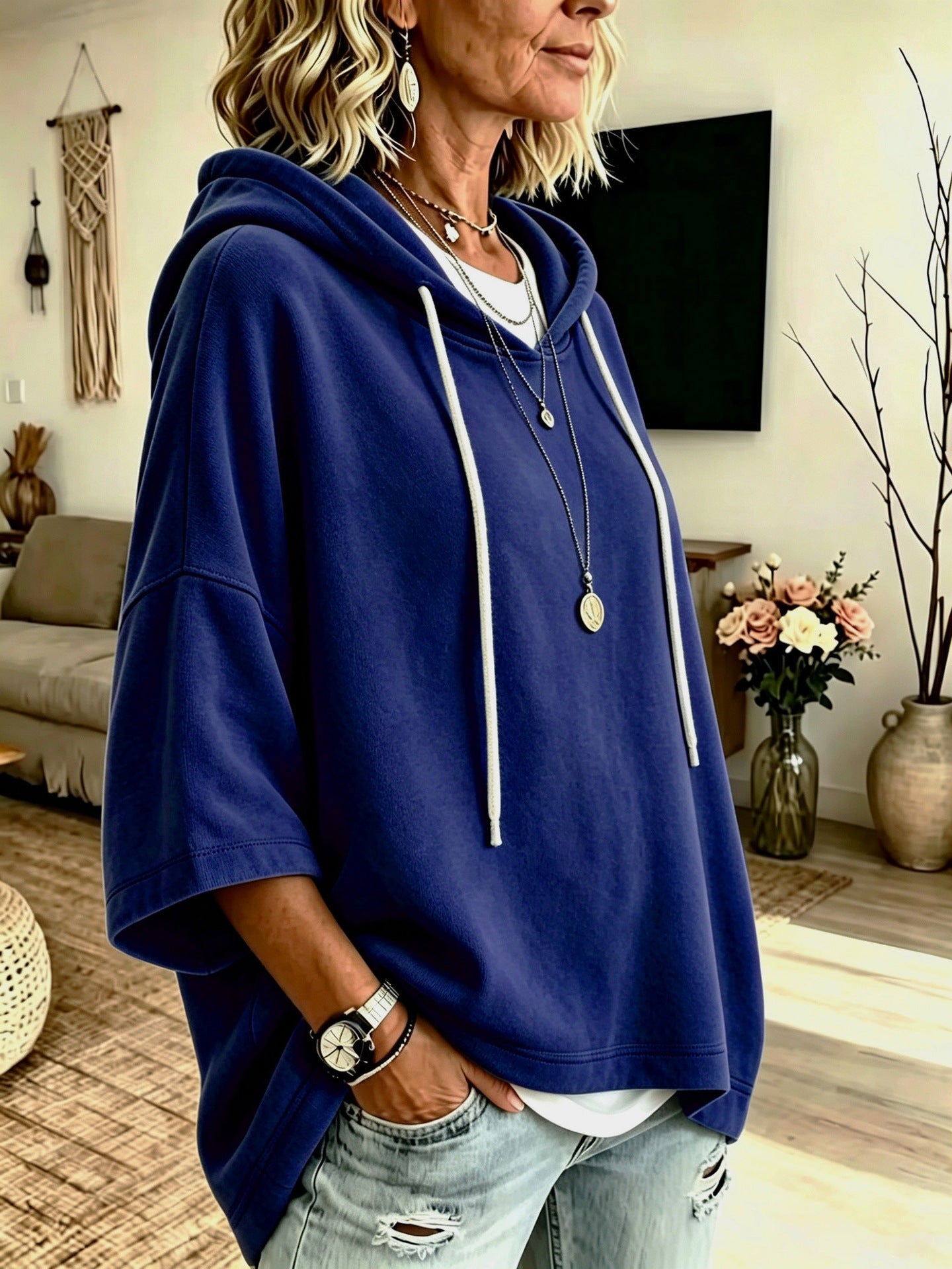 Women's Loose Casual Hooded Sweatshirt