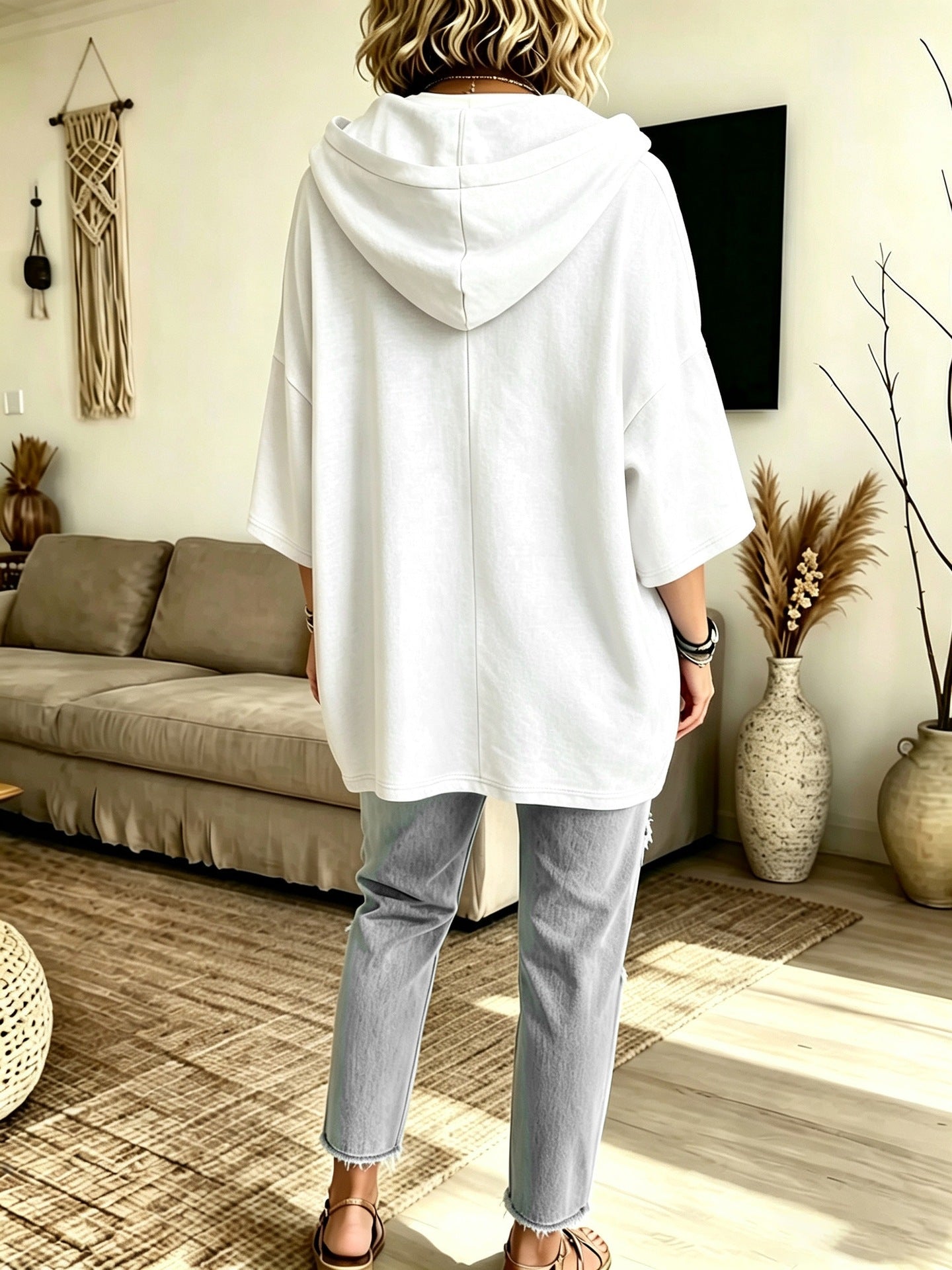 Women's Loose Casual Hooded Sweatshirt