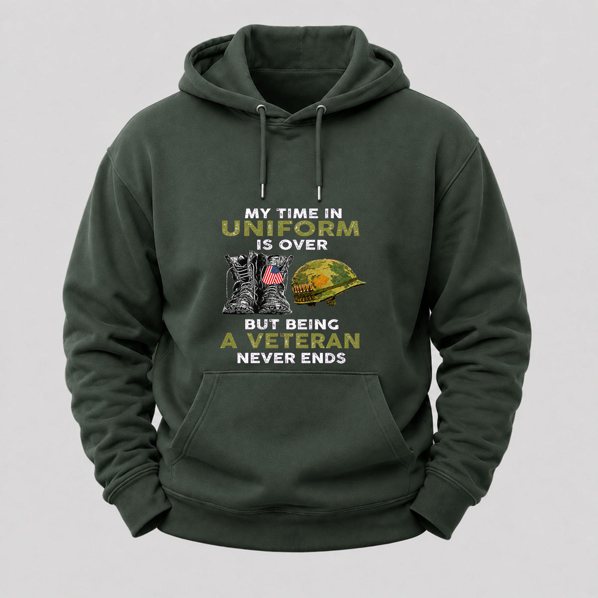 My Time In Uniform Is Over But Being A Veteran Never Ends Hoodies