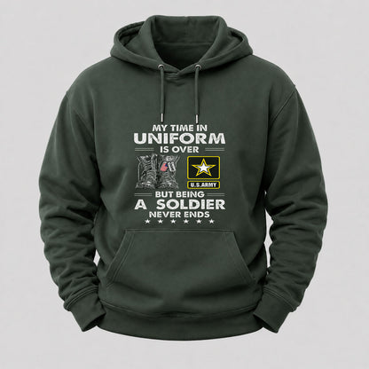 My Time In Uniform Is Over But Being A Veteran Never Ends Hoodies