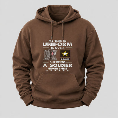 My Time In Uniform Is Over But Being A Veteran Never Ends Hoodies