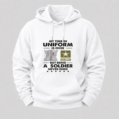My Time In Uniform Is Over But Being A Veteran Never Ends Hoodies