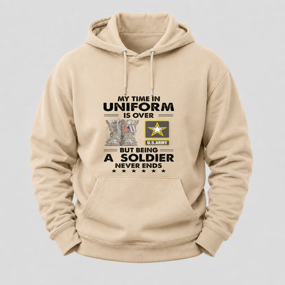 My Time In Uniform Is Over But Being A Veteran Never Ends Hoodies