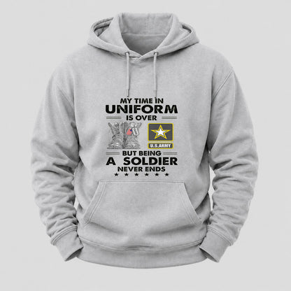 My Time In Uniform Is Over But Being A Veteran Never Ends Hoodies