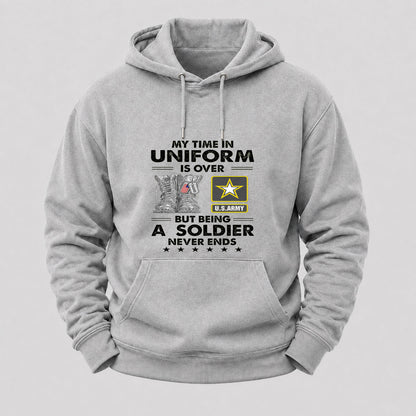 My Time In Uniform Is Over But Being A Veteran Never Ends Hoodies