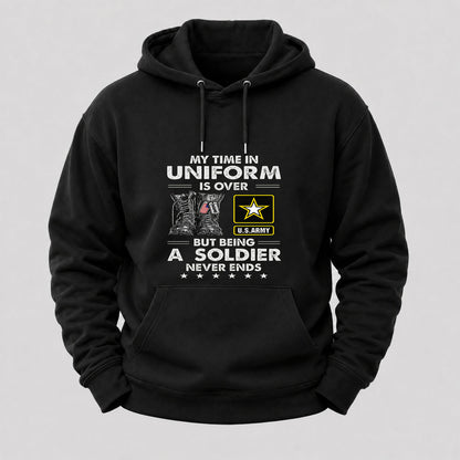 My Time In Uniform Is Over But Being A Veteran Never Ends Hoodies