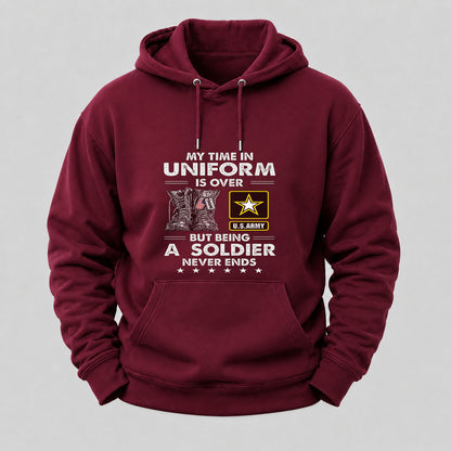 My Time In Uniform Is Over But Being A Veteran Never Ends Hoodies