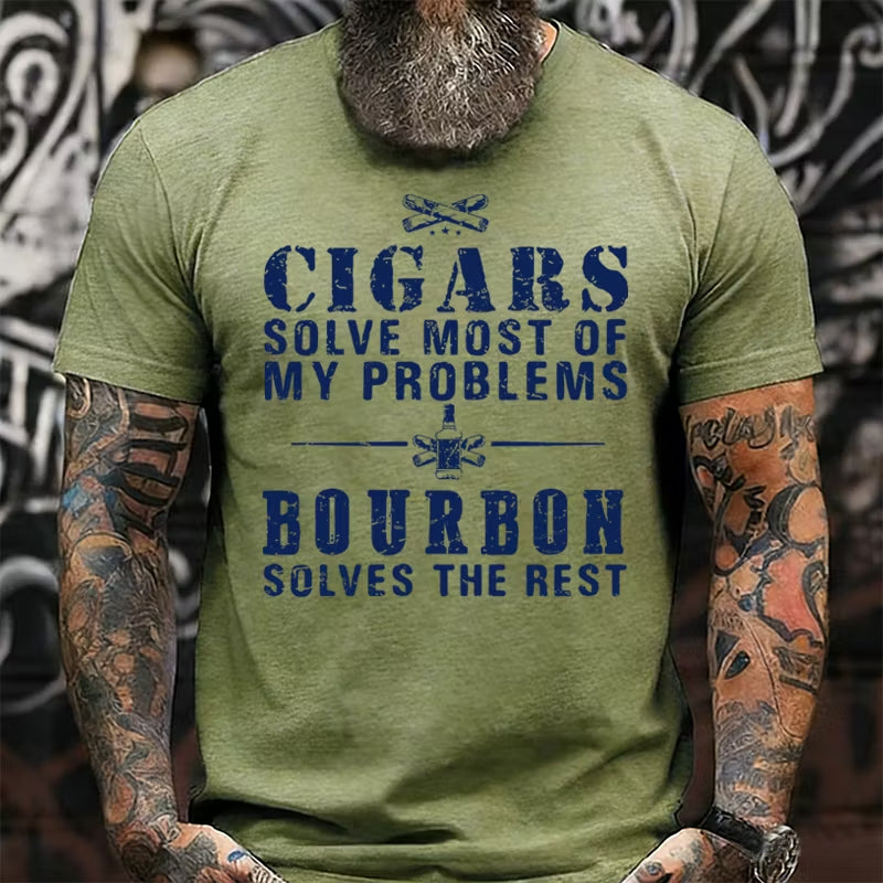 Cigars Solve Most Of My Problems Bourbon / Whiskey Does The Rest T-shirt