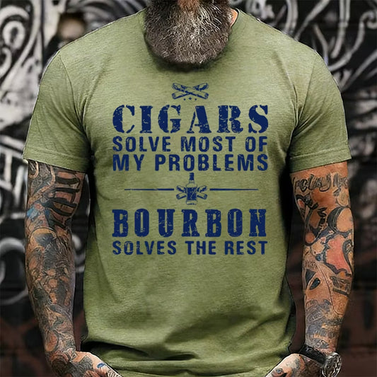 Cigars Solve Most Of My Problems Bourbon / Whiskey Does The Rest T-shirt