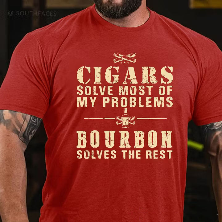 Cigars Solve Most Of My Problems Bourbon / Whiskey Does The Rest T-shirt