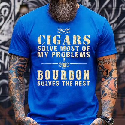 Cigars Solve Most Of My Problems Bourbon / Whiskey Does The Rest T-shirt